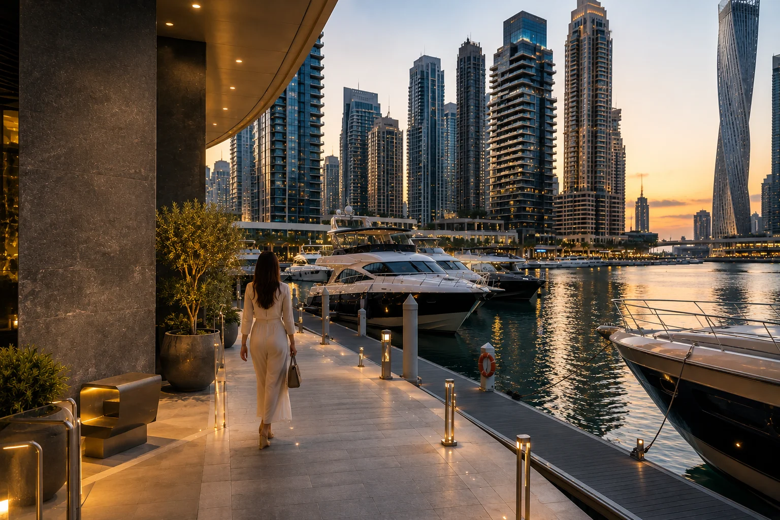 Private marina access with berthed yachts